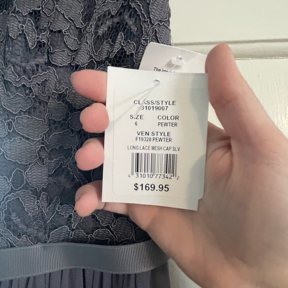 David’s Bridal Long Lace Mesh Bridesmaid Dress - Picture 2 of 4